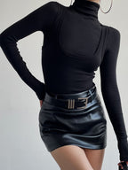 Two-in-One Mock Neck Jersey Shirt
