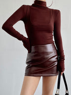 Two-in-One Mock Neck Jersey Shirt