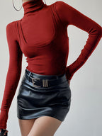 Two-in-One Mock Neck Jersey Shirt