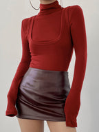 Two-in-One Mock Neck Jersey Shirt