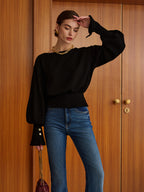 Bell Sleeve Sweatshirt with Cinched Waist