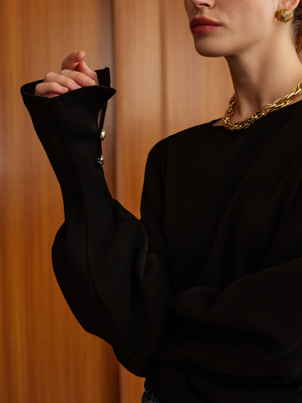 Bell Sleeve Sweatshirt with Cinched Waist
