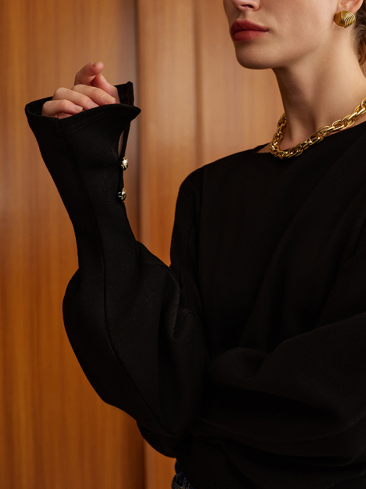 Bell Sleeve Sweatshirt with Cinched Waist