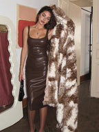 Chic Faux Leather Dress with Skinny Straps