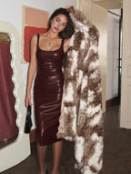 Chic Faux Leather Dress with Skinny Straps