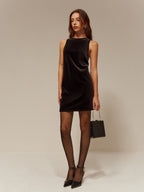 Velvet Tank Dress with Bow Detail and Open Back