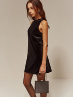 Velvet Tank Dress with Bow Detail and Open Back