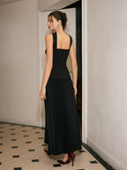 Pleated Panel Dress with Choker Design Detail