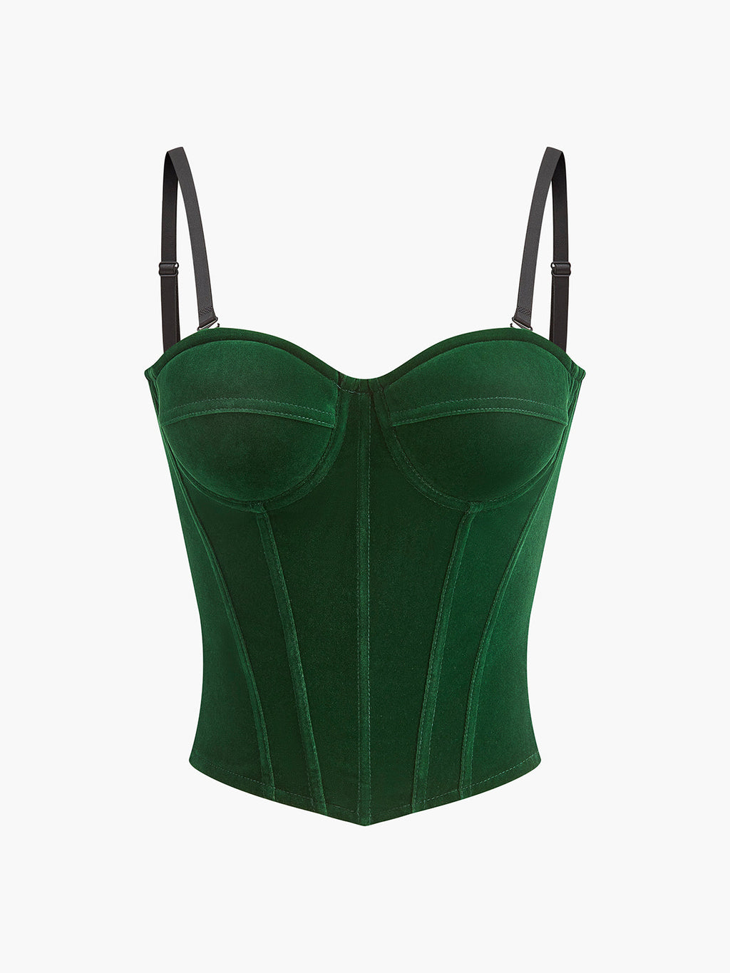 Velvet Corset with Zipper and Piping Detail
