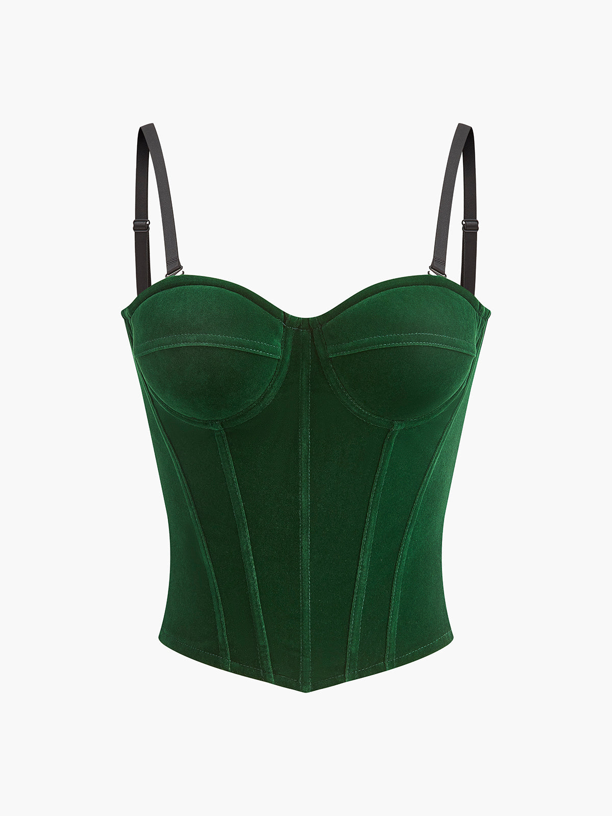 Velvet Corset with Zipper and Piping Detail