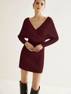 Criss Cross Sweater Dress with Cinched Waist Detail