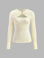 Plisse T-Shirt with Metal O-Ring Cutout Detail
