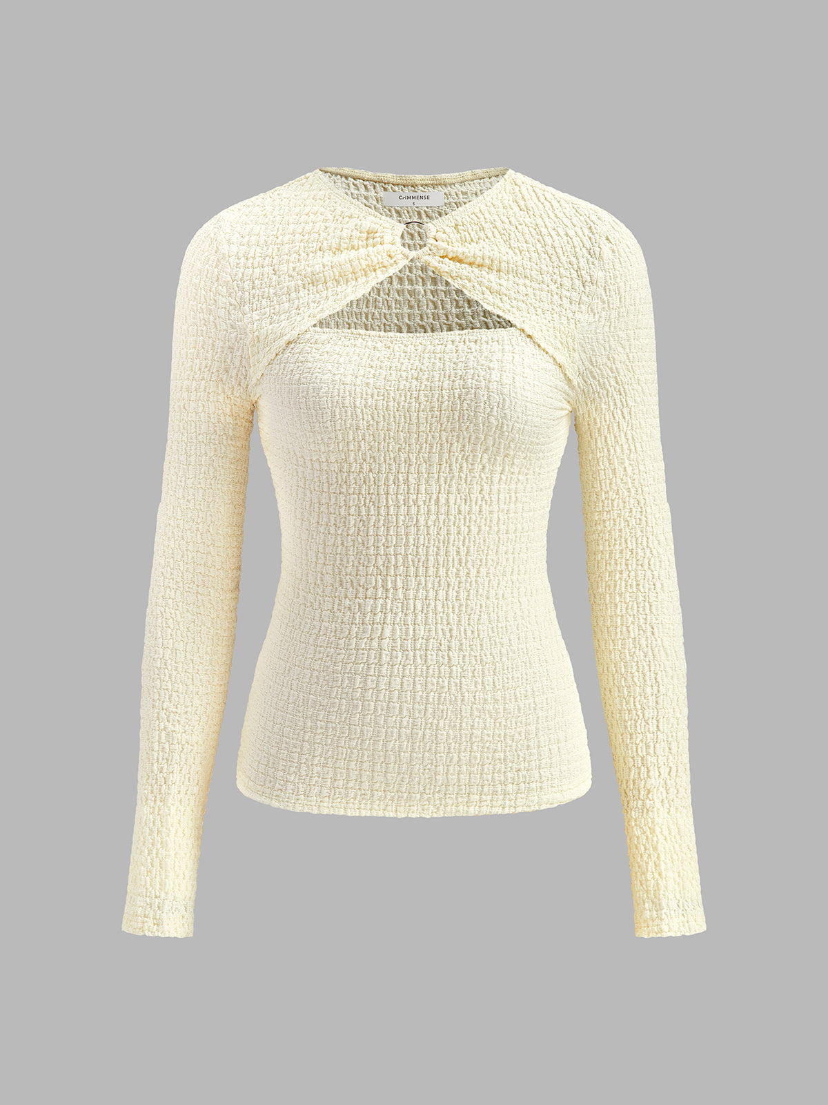 Plisse T-Shirt with Metal O-Ring Cutout Detail