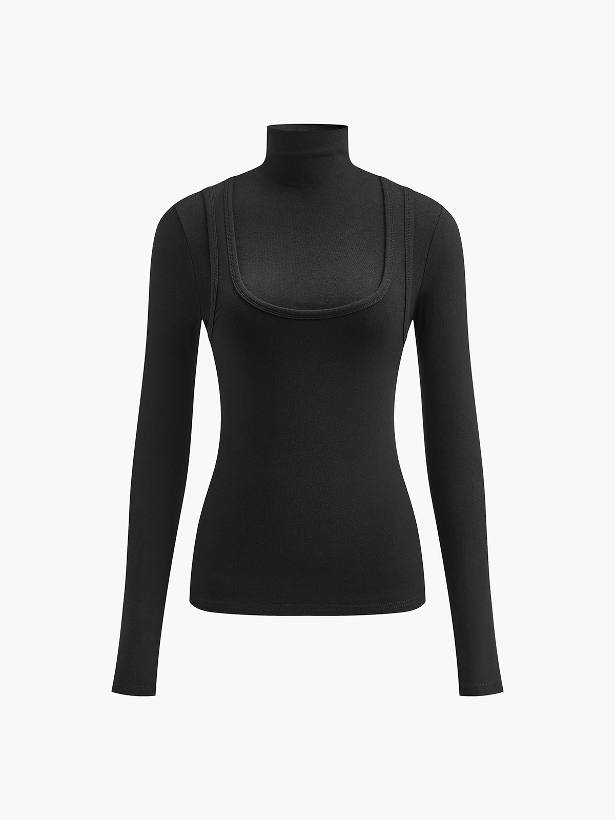 Two-in-One Mock Neck Jersey Shirt