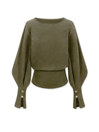 Bell Sleeve Sweatshirt with Cinched Waist