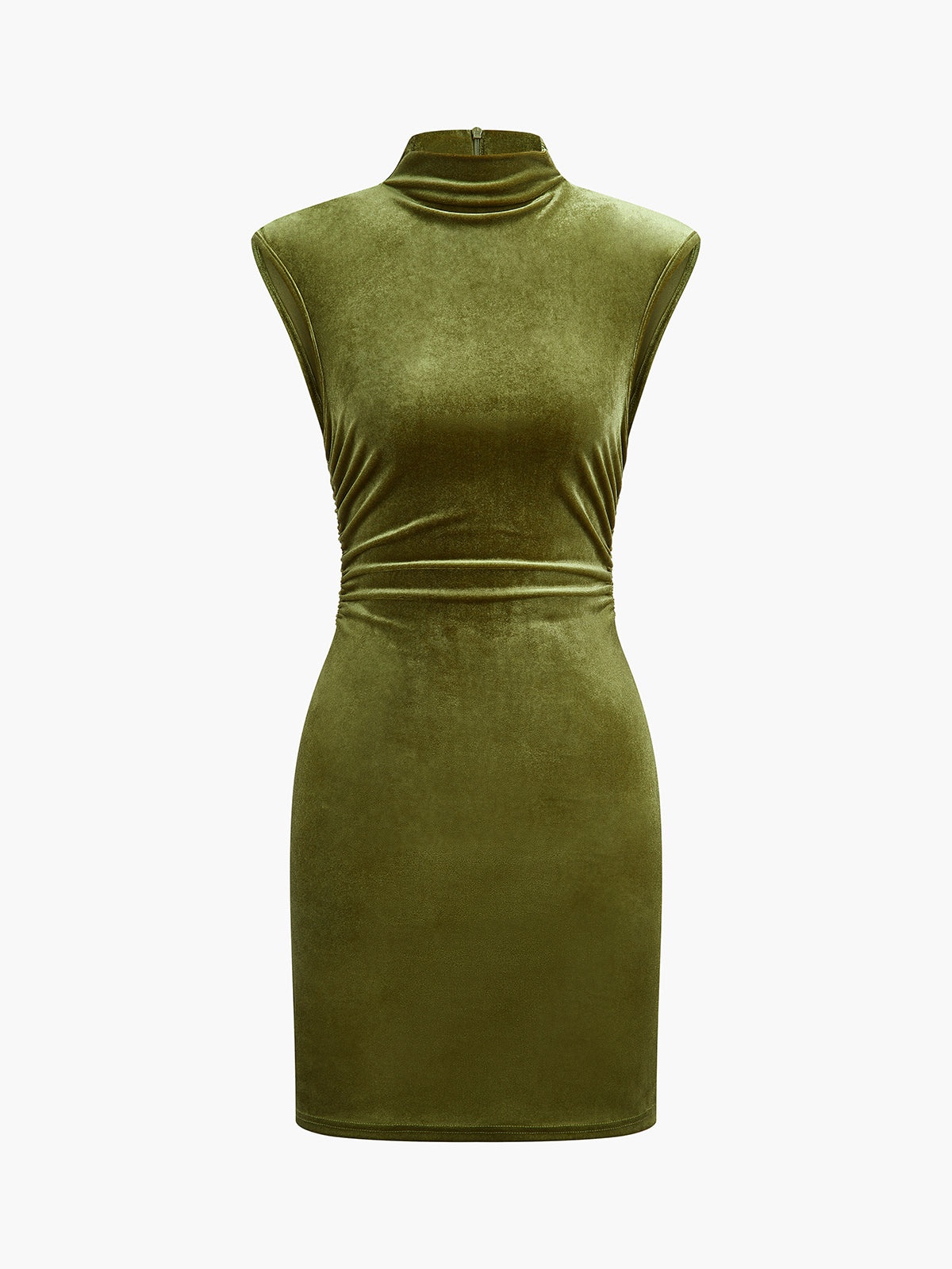 Velvet Sleeveless Dress with Mock Neck Design