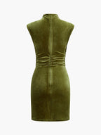 Velvet Sleeveless Dress with Mock Neck Design