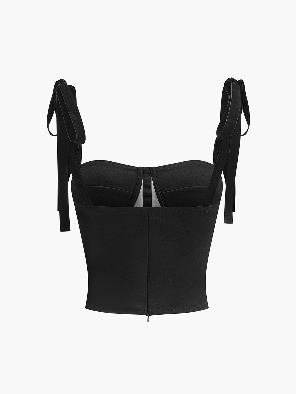 Mesh Tie-Up Cami Crop Top, Semi-Sheer