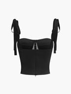 Mesh Tie-Up Cami Crop Top, Semi-Sheer