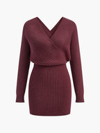 Criss Cross Sweater Dress with Cinched Waist Detail