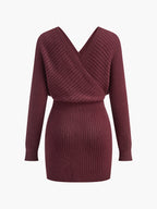 Criss Cross Sweater Dress with Cinched Waist Detail