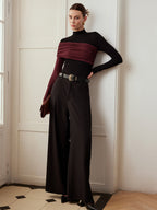 Color Block Jersey Top with Pleated Detail