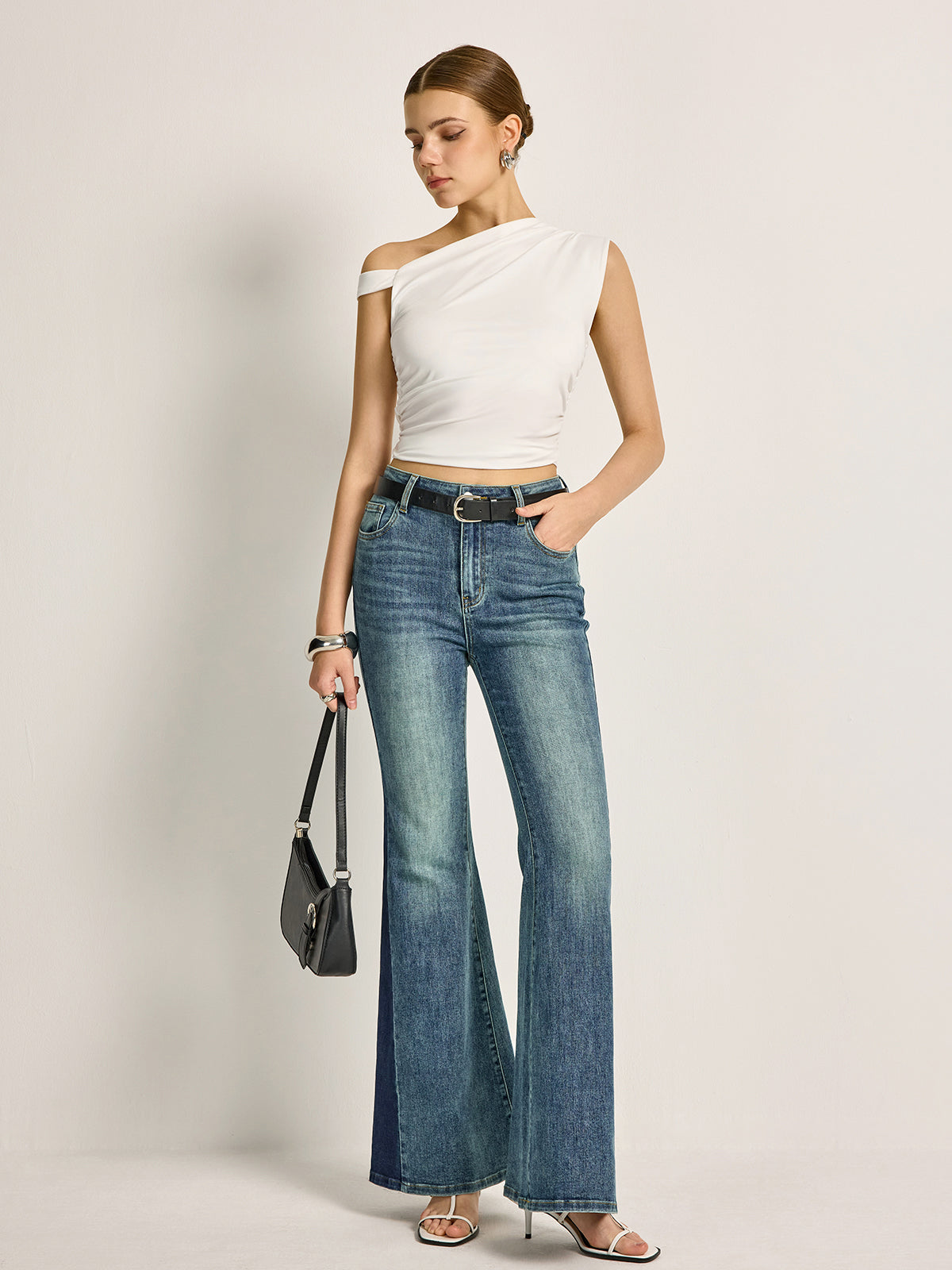 Asymmetrical Ribbed Top with Strategic Cutout Design