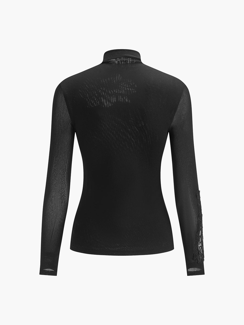 Semi-Sheer Floral Mesh Slim Jersey Top