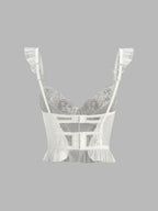 Sheer Lace Mesh Floral Corset Crop Top