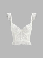 Sheer Lace Mesh Floral Corset Crop Top