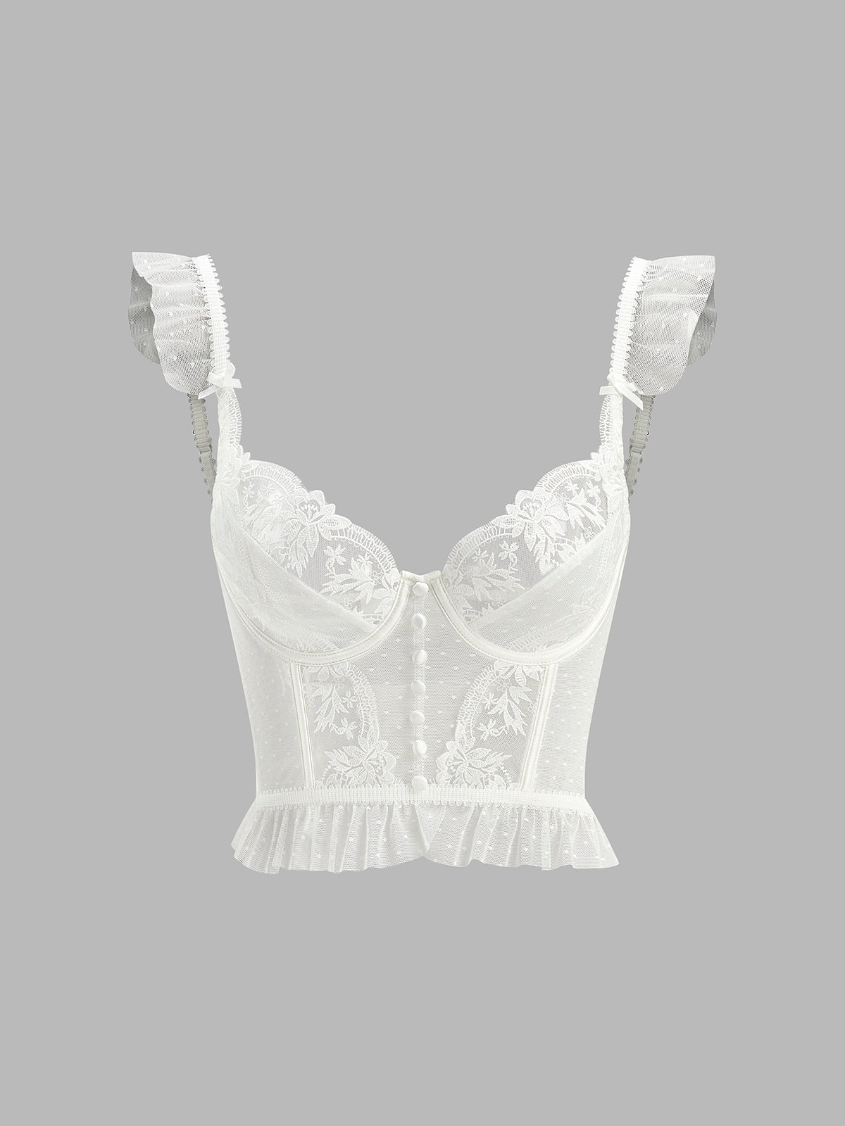 Sheer Lace Mesh Floral Corset Crop Top