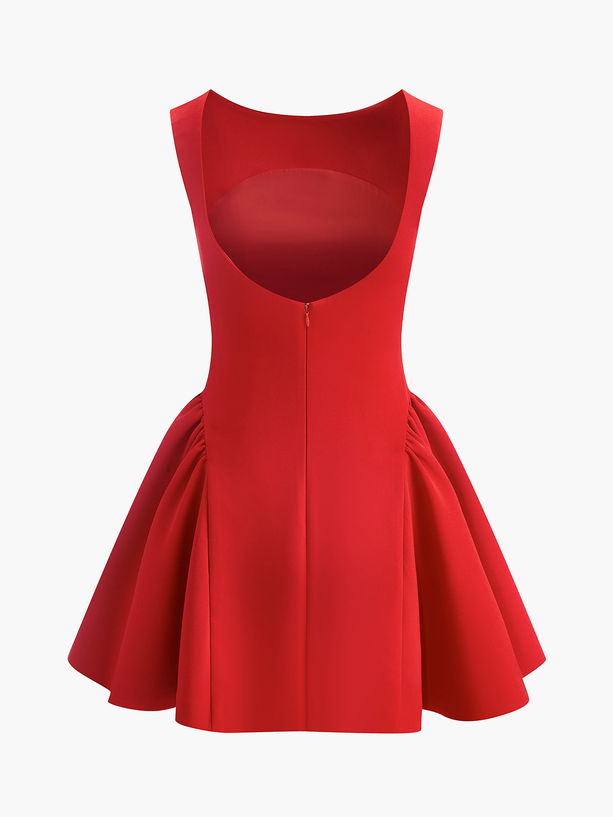 Sleeveless Dress with Flared Skirt and Open Back