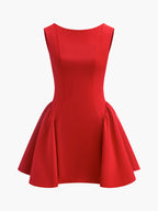 Sleeveless Dress with Flared Skirt and Open Back