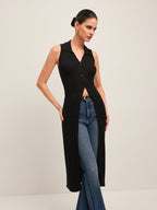 Button-Up Ribbed Knit Dress with Textured Details