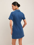 Stylish Denim Dress with Button-Down Front