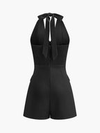 Buttoned Halterneck Jumpsuit with Front Closure