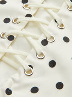 Lace-Up Back Dress with Polka Dot Design