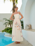 Floral Lace-Up Sleeveless Dress with Back Detail
