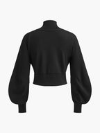 Slim-Fit Jacket with Puff Sleeves and Denim Panels