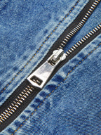 Slim-Fit Jacket with Puff Sleeves and Denim Panels