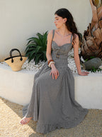 Gingham Sleeveless Dress with Belted Waist