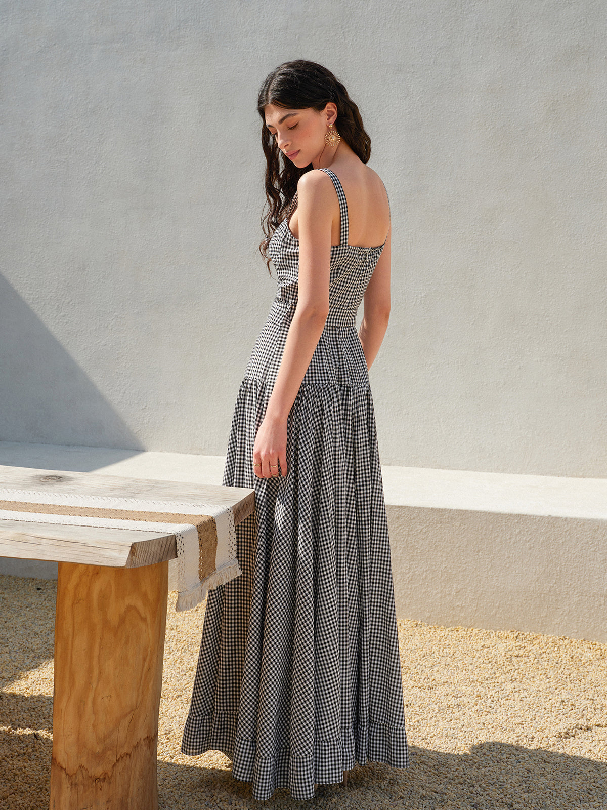 Gingham Sleeveless Dress with Belted Waist