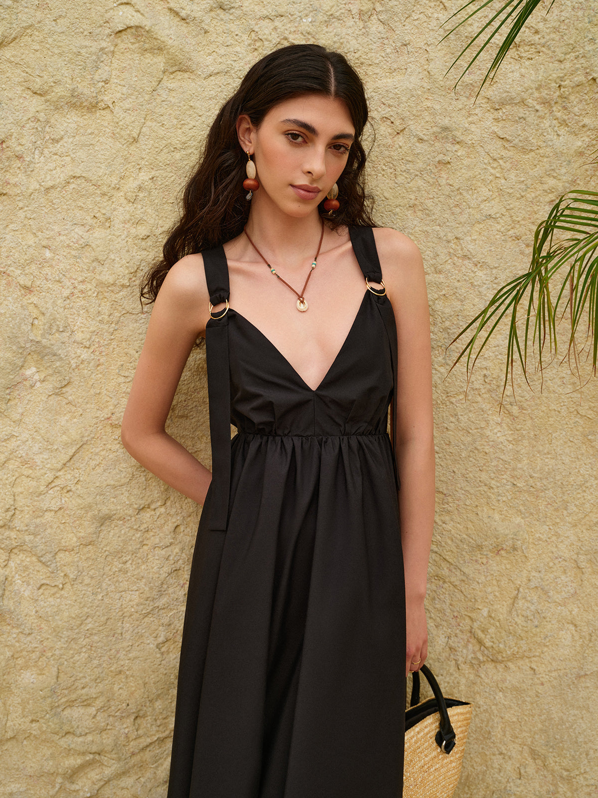 Strappy A-Line Dress with Backless Design