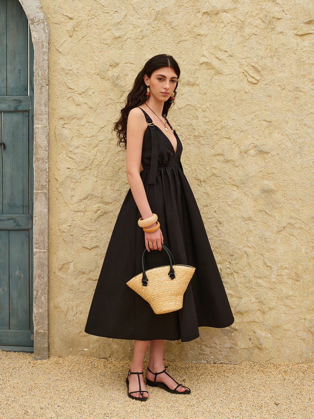 Strappy A-Line Dress with Backless Design