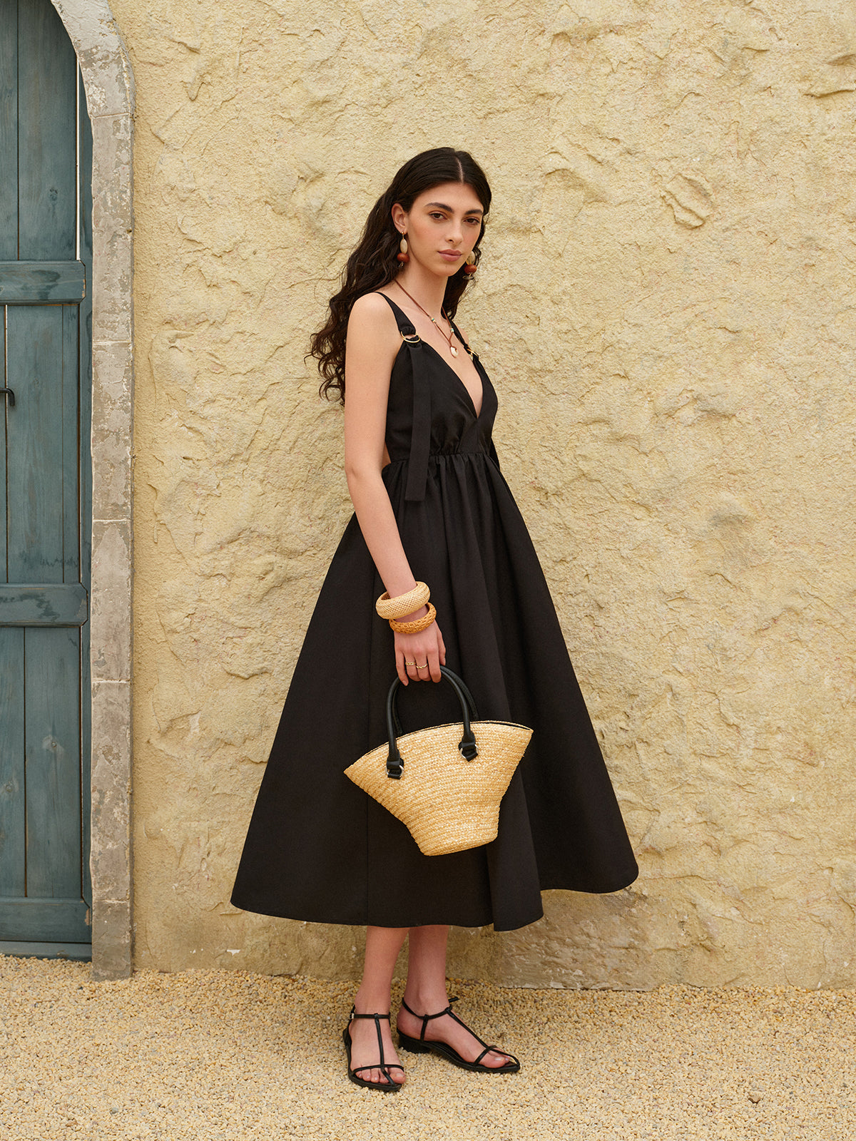 Strappy A-Line Dress with Backless Design