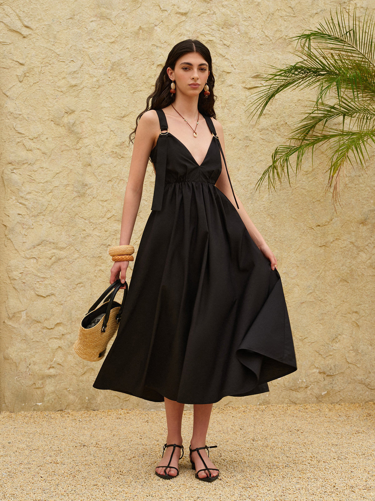 Strappy A-Line Dress with Backless Design