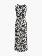 Square Neck Dress with Floral Patterns