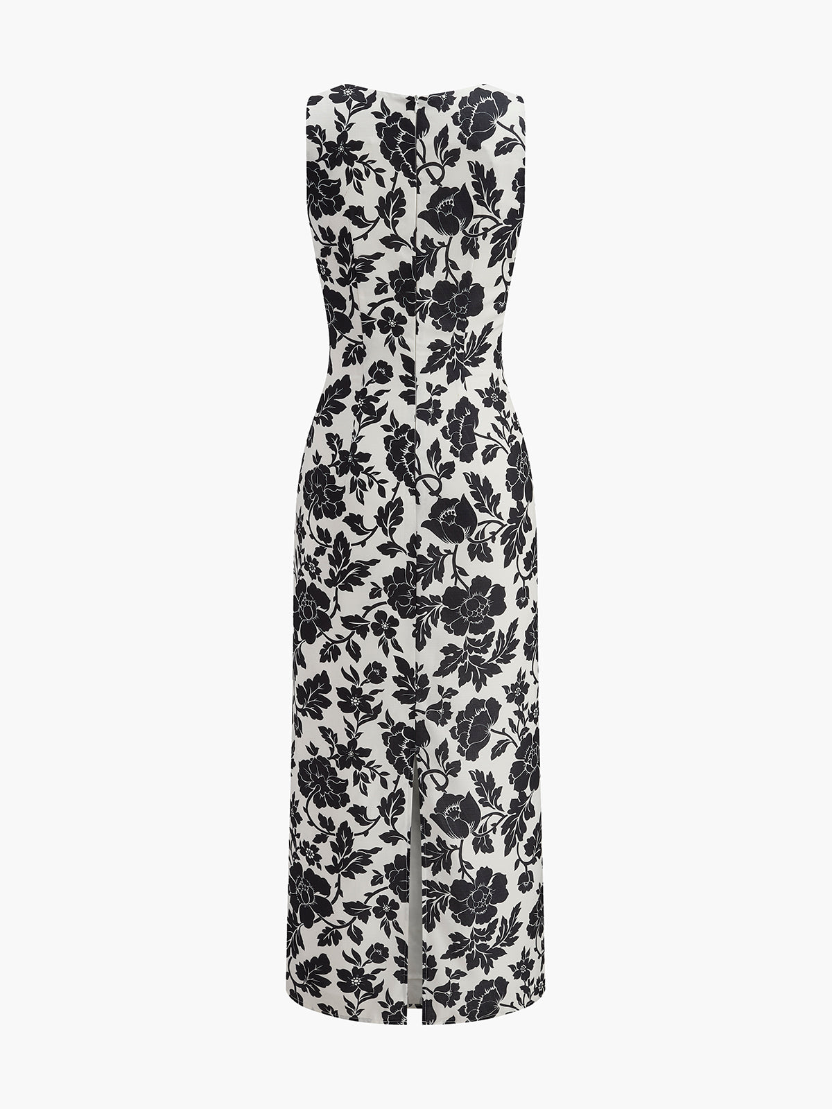 Square Neck Dress with Floral Patterns