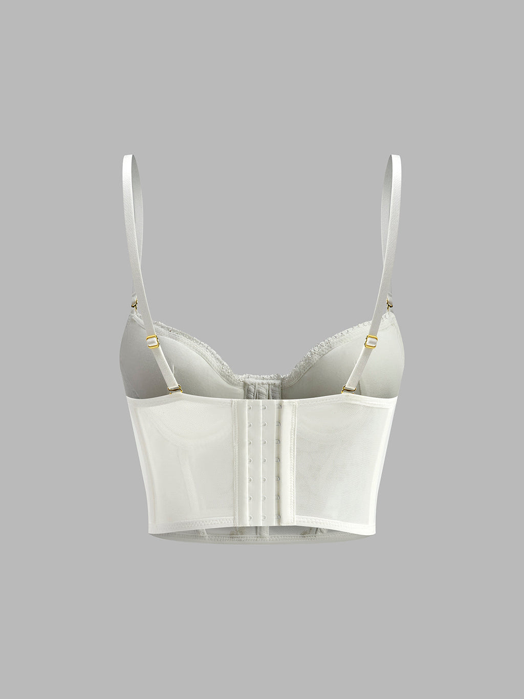 Floral Lace Crop Top with Semi-Sheer Mesh Corset