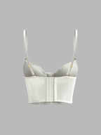 Floral Lace Crop Top with Semi-Sheer Mesh Corset